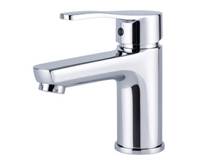 Modern Chrome Bathroom Faucet with Spout  Transparent PNG