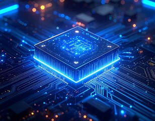 High-tech CPU on circuit board (1)