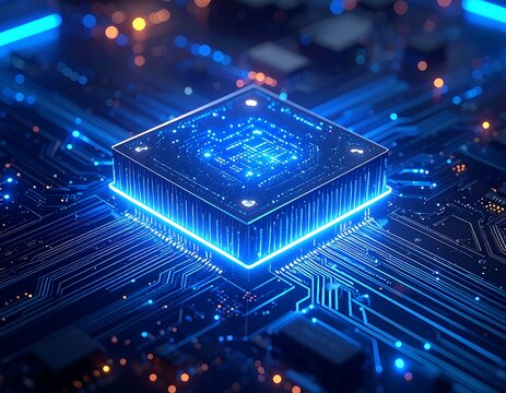 High-tech CPU on circuit board (1) - Powered by Adobe