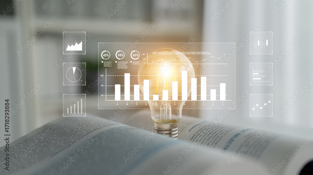 Aufkleber an interface for financial data analysis and stock market reporting. a collection of charts for trac