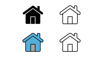 Obraz premium House Icon Set Representing Home Symbol in Multiple Styles and Colors for Web Design and User Interface