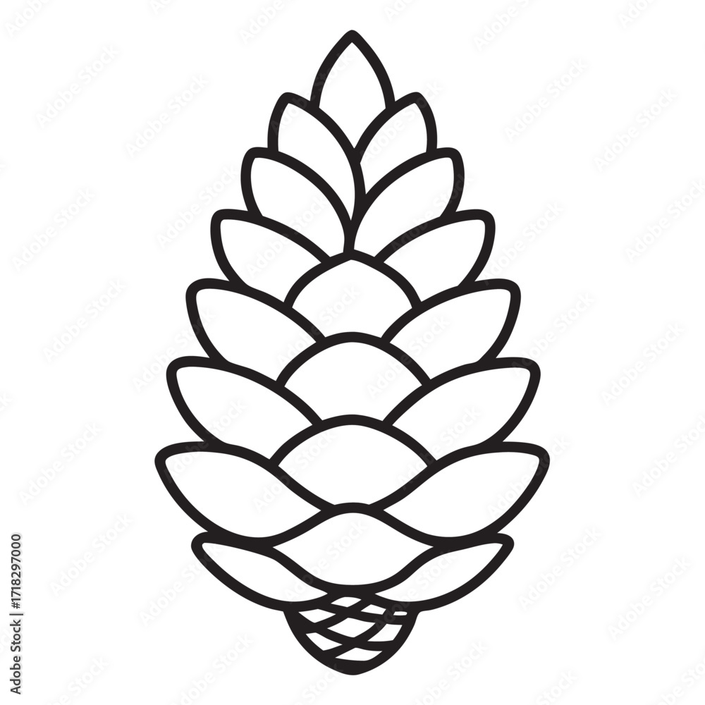 Poster outline drawing of a pine cone nature and forest element
