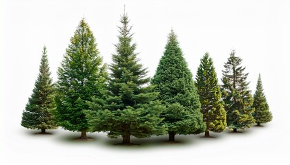 Fototapeta premium Groups Of Conifer Trees Isolated On Transparent Background