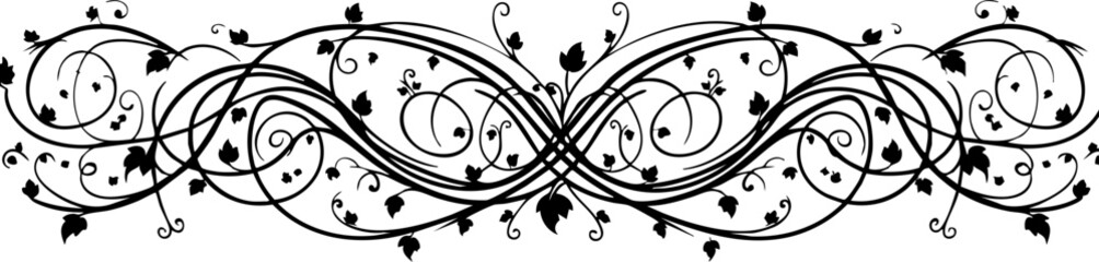 Elegant black vine flourish with delicate leaves adds a touch of natural beauty to any design project © Vectors Studio