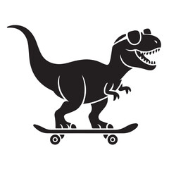 Cool T-Rex Dinosaur on Skateboard Silhouette