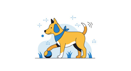 Fototapeta premium Playful Canine Enjoying The Day With A Ball In Hand And Ready To Play.