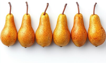 Fresh pears arranged in a row