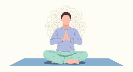 Obraz premium Person Relaxing In Lotus Position With Symbolism, Creating Inner Harmony And Calm