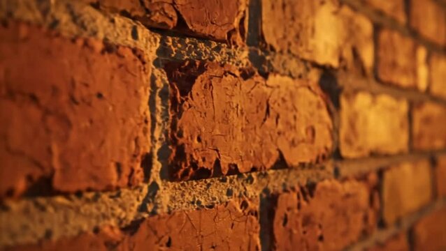 Textural Close-Up of Weathered Red Brick Wall Surface