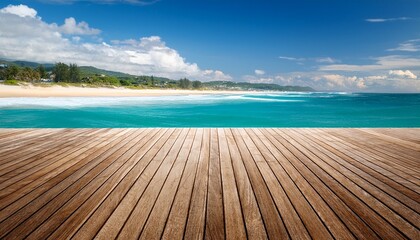 Fototapeta premium Beachfront Wooden Display Platform