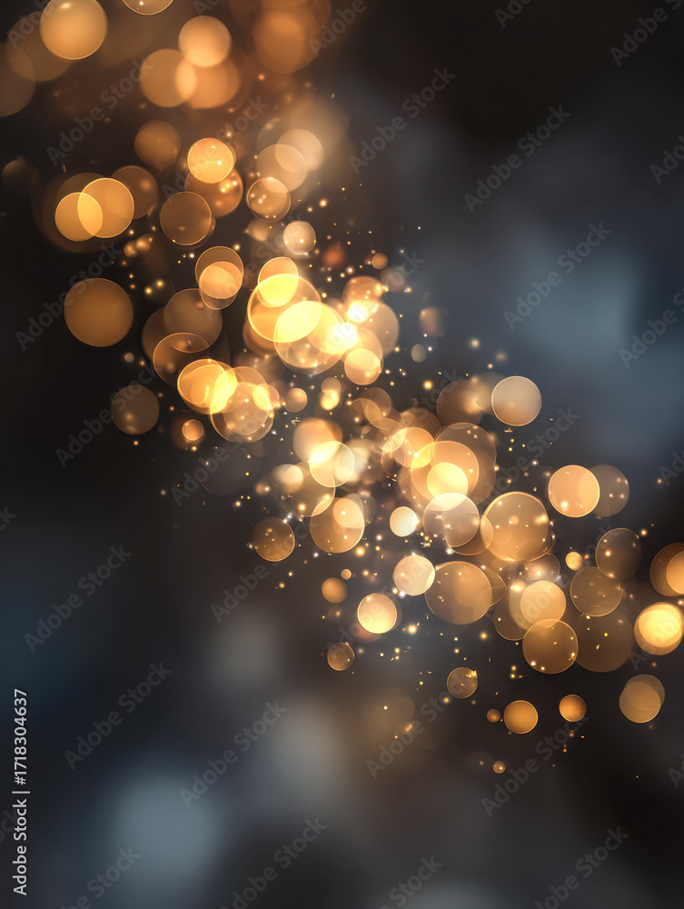 Poster warm glowing bokeh lights on dark background creating a magical atmosphere