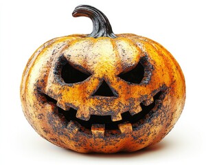 Halloween pumpkin, scary face, orange and brown