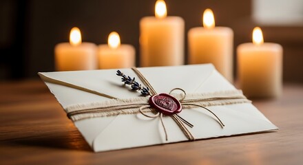 Vintage Letter with Wax Seal and Candles.