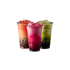 Various Bubble Tea or Boba transparent background