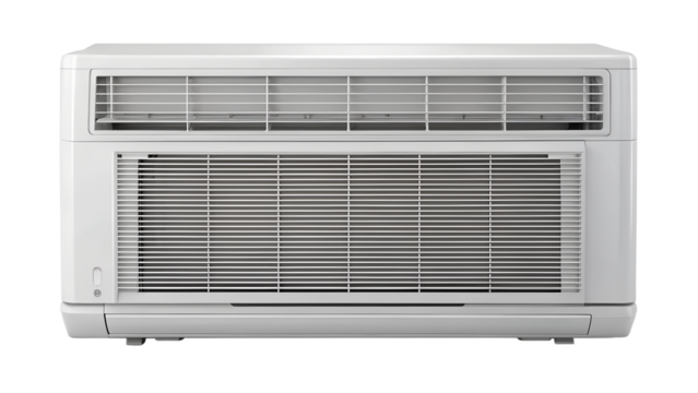 Window air conditioner isolated on transparent background, a cooling appliance for home or office, providing comfort during hot weather, energyefficient climate control