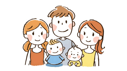 Cheerful family portrait illustration