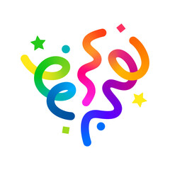 Color Line Vector Confetti Icon. Birthday Firework Explosion Pattern. Party Line Shapes Confetti with Stars
