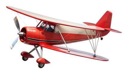 Classic red biplane isolated on transparent background, a vintage aircraft evoking nostalgia and adventure, perfect for aviation enthusiasts and historical themes