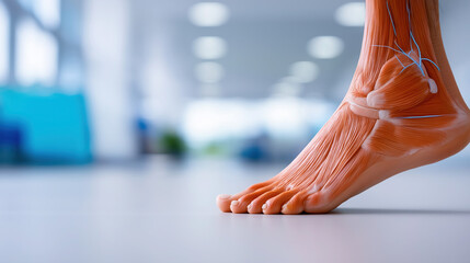 An anatomical view of the foot reveals its muscles, bones, and arch design, where nerve endings shape balance and sensitivity..