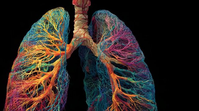 Explore the intricate details of the human lungs and their vascular system with stunning visuals showcasing the complex network of airways and blood vessels