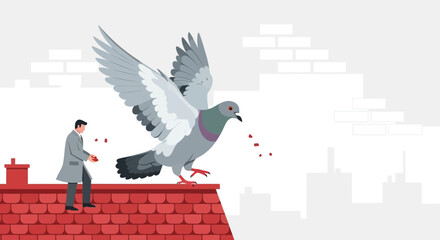 Fototapeta premium Urban Scene Depicting Relationship Between Person And The Majestic City Pigeon