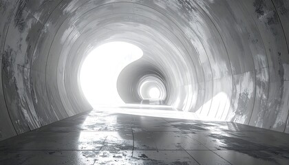 Abstract tunnel interior with light