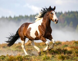 Obraz premium Running horse in a meadow