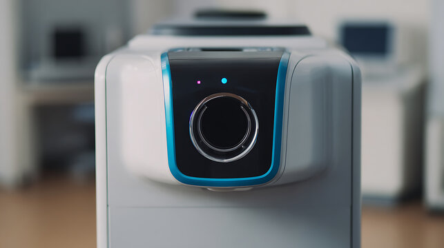 Close-up of a modern medical imaging device with a digital interface and illuminated control panel in a clinical setting - Powered by Adobe