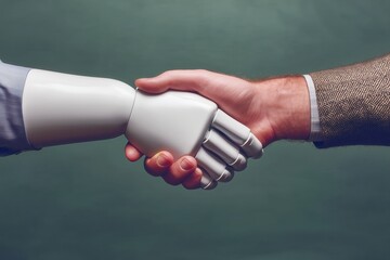 Human hand shaking robotic hand