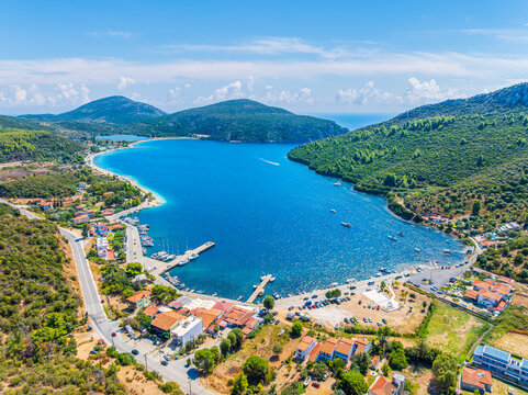 Aerial view of Koufo Port, Sithonia, Halkidiki, Greece.
