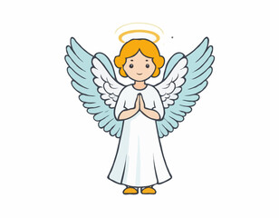 Fototapeta premium Guardian Angel illustration Images Vector isolated on white background.