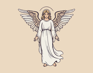 Guardian Angel illustration Images Vector isolated on white background.