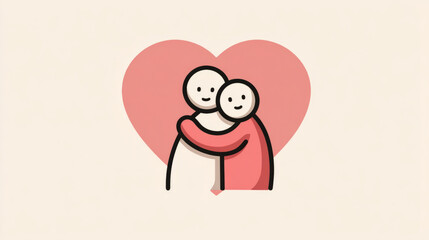 Heartwarming embrace: minimalist illustration of two figures hugging