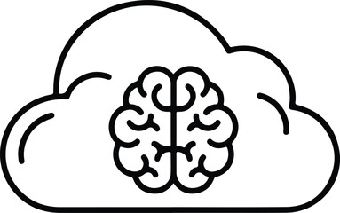 Silhouette brain in cloud computing symbol vector illustration