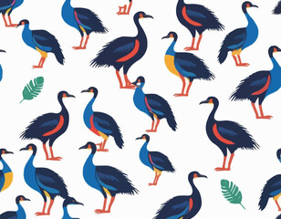 Cassowary Image Vector. Illustration Southern cassowary bird  on white Vector Image.