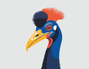 Cassowary Image Vector. Illustration Southern cassowary bird  on white Vector Image.