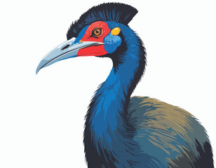 Fototapeta premium Cassowary Image Vector. Illustration Southern cassowary bird on white Vector Image.