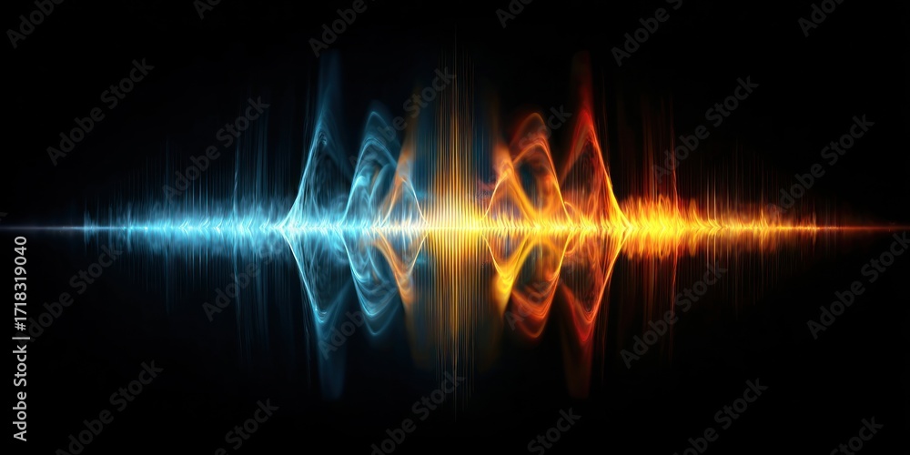 Poster abstract sound wave visualization: dual frequencies in dynamic harmony