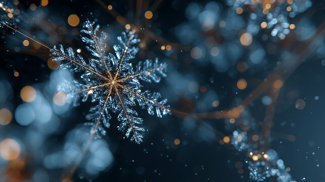 Snowflake , new year Christmas , Abstract digital Technology Background