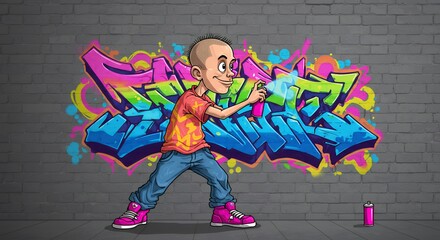 Person spray painting graffiti
