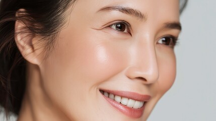 Fototapeta premium Smiling Asian woman with natural makeup and healthy skin 