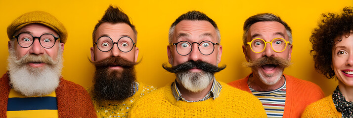 Movember Day Joyful Friends Celebrating with Fun Mustaches