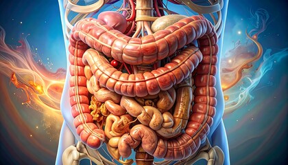 Detailed anatomical view of the digestive system