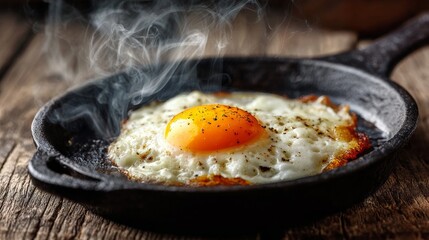 Fried eggs in a pan.