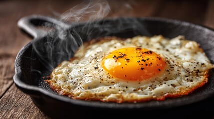 Fried eggs in a pan.