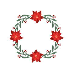 Christmas wreaths made of branches, leaves, berries and ribbons