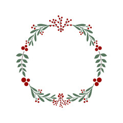 Christmas wreaths made of branches, leaves, berries and ribbons