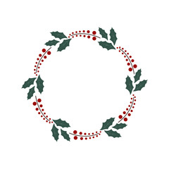Christmas wreaths made of branches, leaves, berries and ribbons