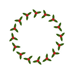 Christmas wreaths made of branches, leaves, berries and ribbons