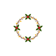 Christmas wreaths made of branches, leaves, berries and ribbons